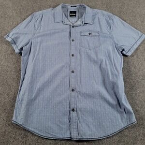 Prana Patras Shirt Men's XL Slim Fit Blue Striped Organic Cotton Metal Buttons